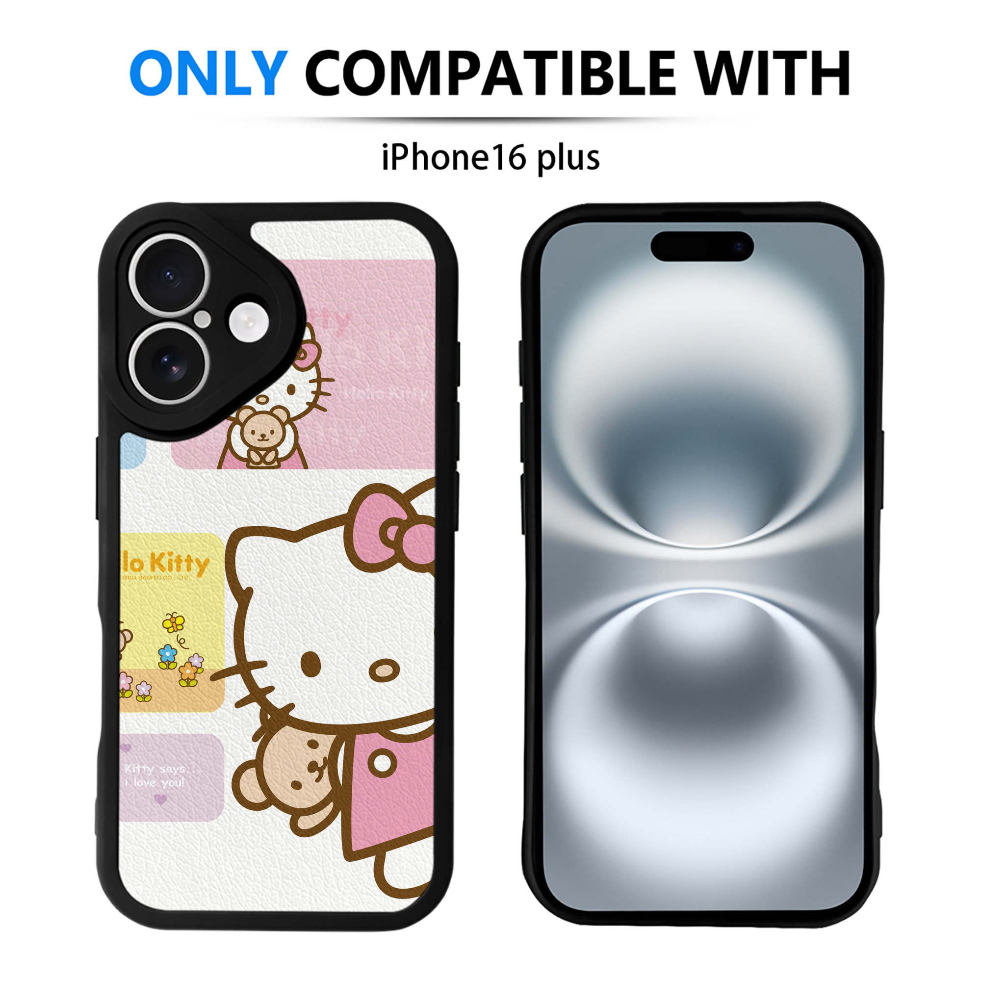（画像用） Hello Kitty ハローキティ 【iPhone 16シリーズ対応】シリコンスマホケース（レザー調） 材質：シリコン